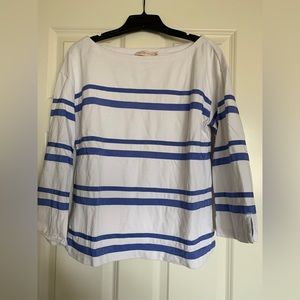 🕊️ Tory Burch White and Blue Long Sleeve Tee